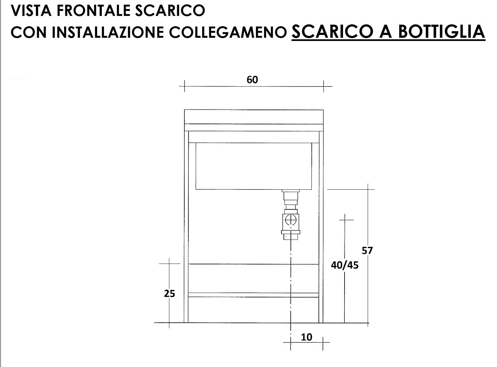 Mobile Lavatoio 60x60x85cm 2 Ante Asse in Termoplastico Montegrappa Marella Bianco con Cesto