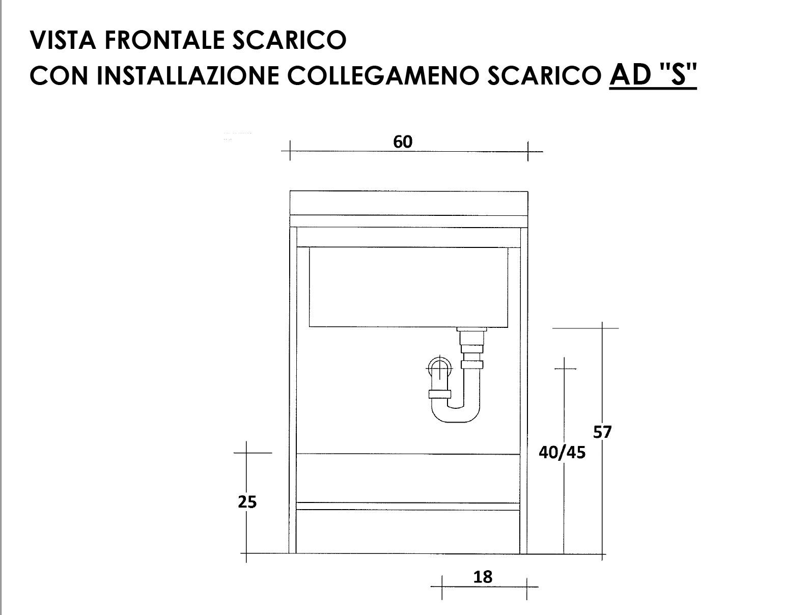 Mobile Lavatoio 60x60x85cm 2 Ante Asse in Termoplastico Montegrappa Marella Bianco con Cesto