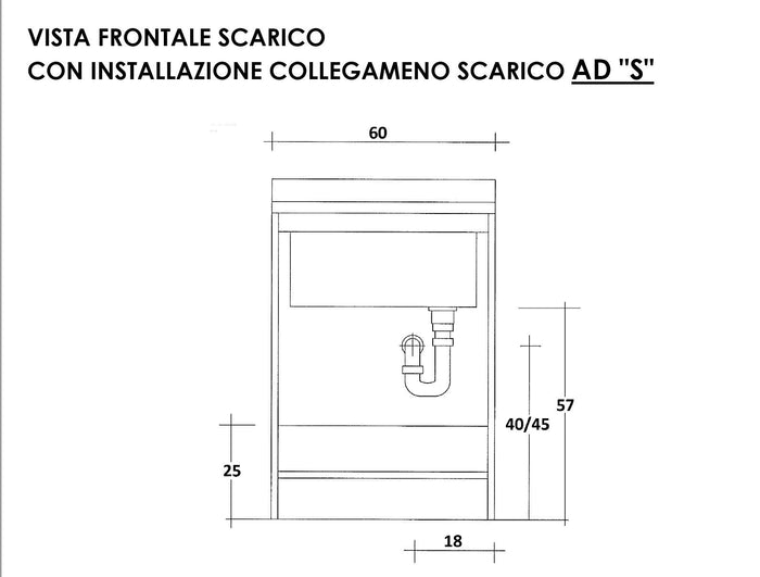 Mobile Lavatoio 60x60x85cm 2 Ante Asse in Termoplastico Montegrappa Marella Bianco con Cesto