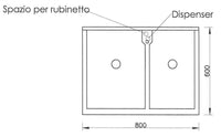 Mobile Lavatoio 80x60x85cm 2 Ante 2 Vasche Asse in Legno Montegrappa Marella Bianco