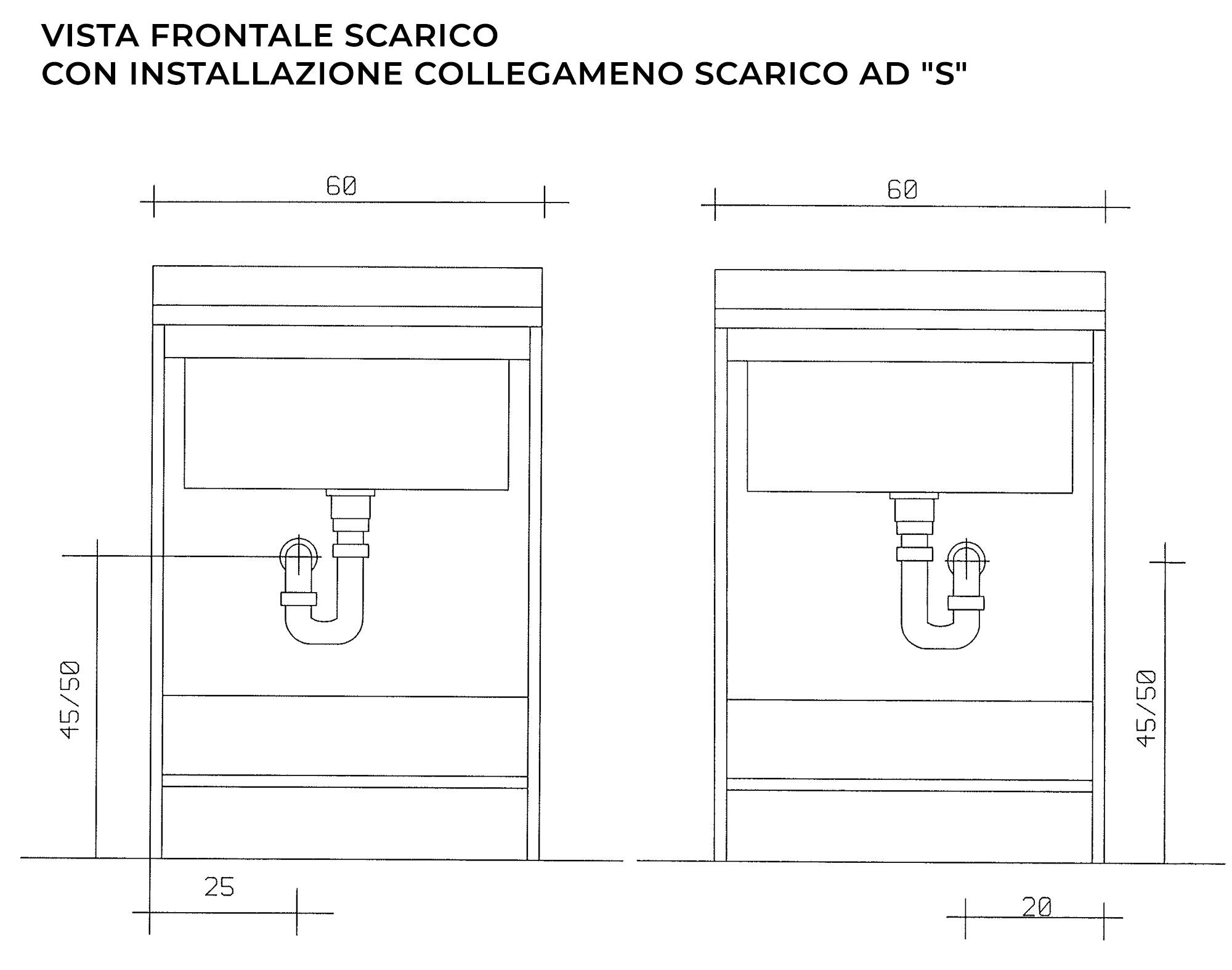 Mobile Lavatoio 60x50x85cm 2 Ante Asse in Legno Montegrappa Marella Bianco con Cesto