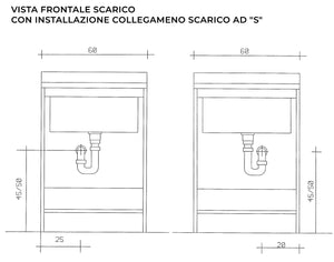 Mobile Lavatoio 60x50x85cm 2 Ante Asse in Legno Montegrappa Marella Bianco con Cesto