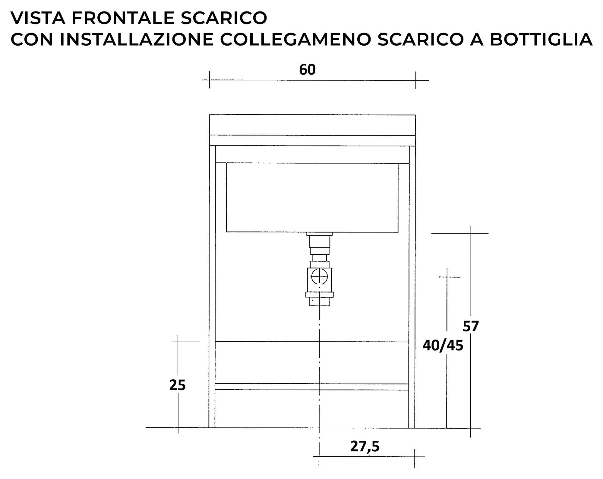 Mobile Lavatoio 60x50x85cm 2 Ante Asse in Legno Montegrappa Marella Bianco con Cesto