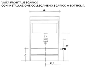 Mobile Lavatoio 60x50x85cm 2 Ante Asse in Legno Montegrappa Marella Bianco con Cesto