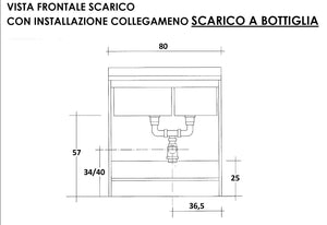 Mobile Lavatoio 80x60x85cm 2 Ante 2 Vasche Asse in Legno Montegrappa Marella Bianco con Cesto