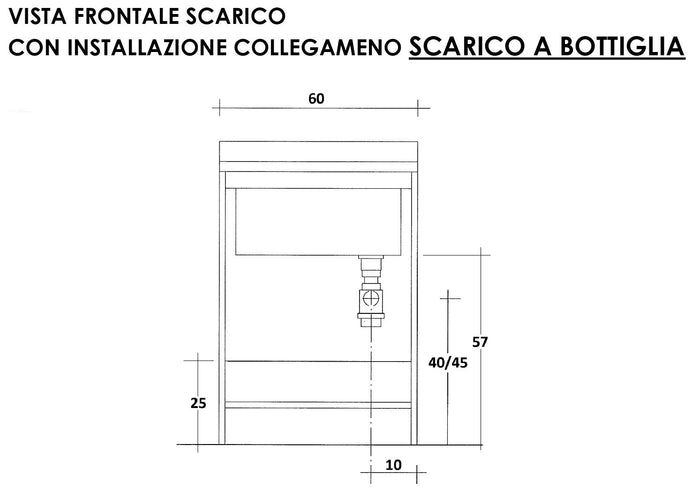 Mobile Lavatoio 60x60x85cm 2 Ante Asse in Termoplastico Montegrappa Edilla Bianco con Cesto