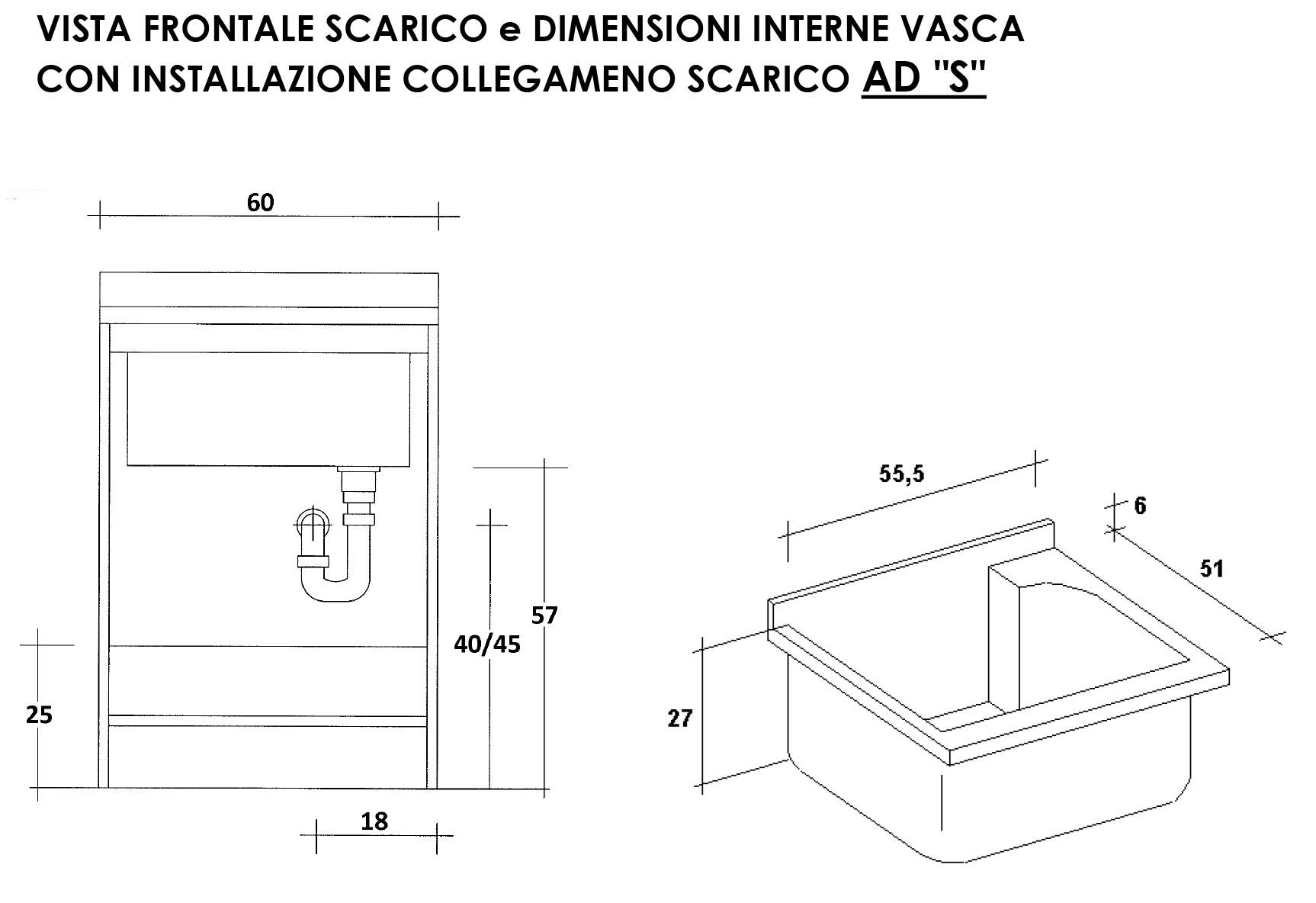 Mobile Lavatoio 60x60x85cm 2 Ante Asse in Termoplastico Montegrappa Edilla Bianco con Cesto