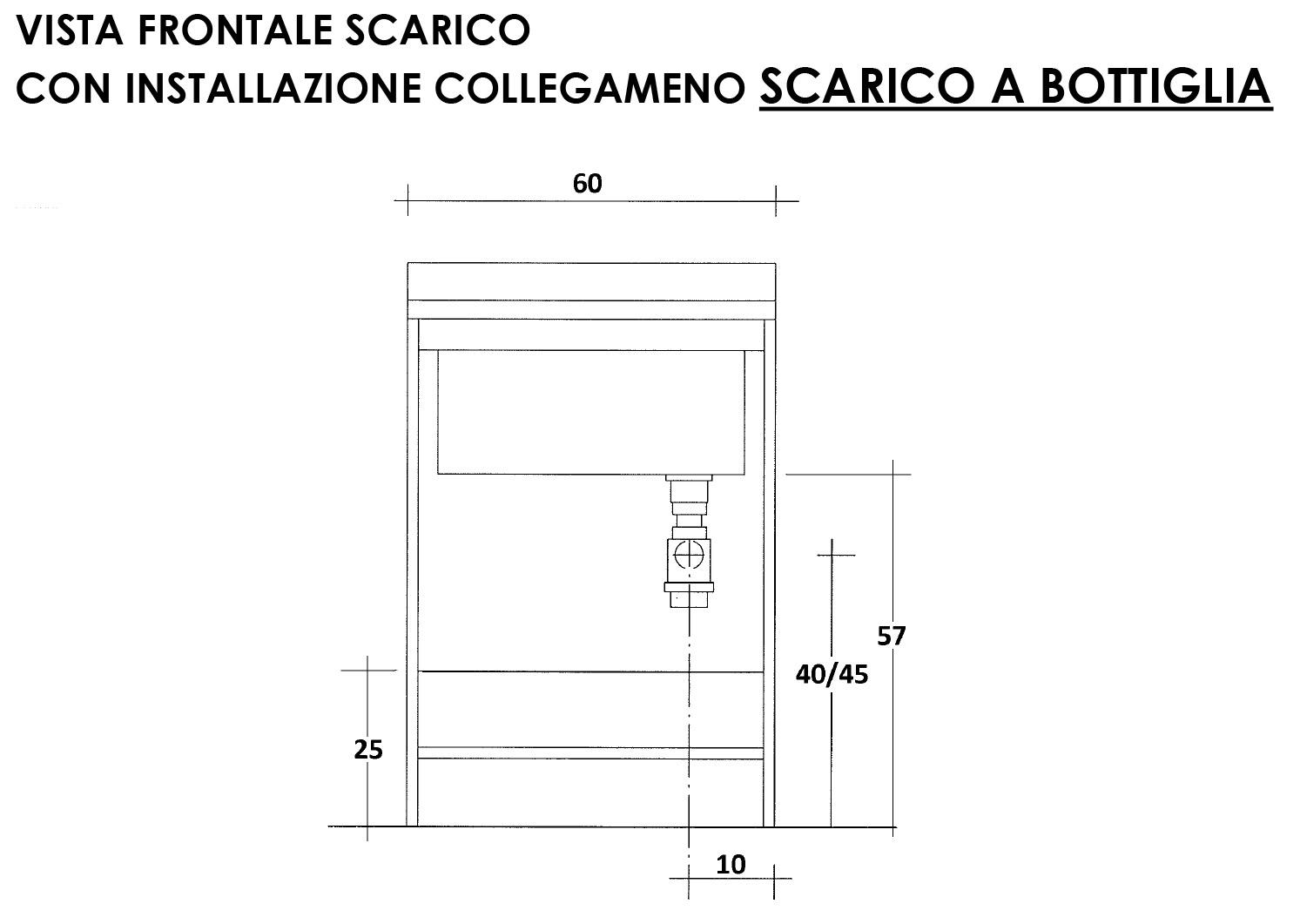 Mobile Lavatoio 60x60x85cm 2 Ante Asse in Legno Montegrappa Edilla Bianco