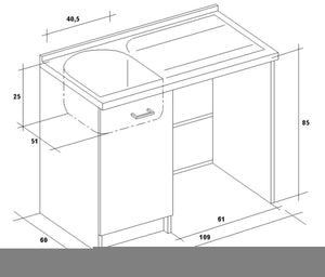 Lavatoio e Coprilavatrice 109x60x89cm Asse in Legno Montegrappa Edilla Bianco Sinistro con Cesto