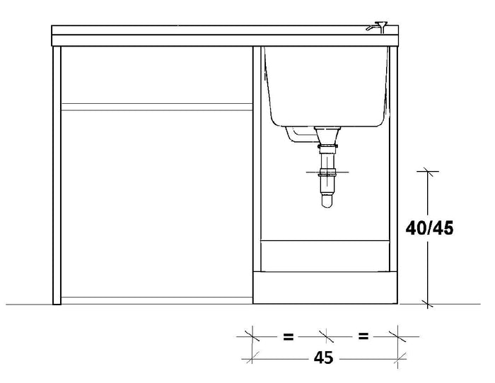 Lavatoio e Coprilavatrice 109x60x89cm Asse in Legno Montegrappa Edilla Bianco Destro con Cesto