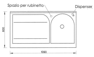 Lavatoio e Coprilavatrice 109x60x89cm Asse in Legno Montegrappa Edilla Bianco Destro con Cesto