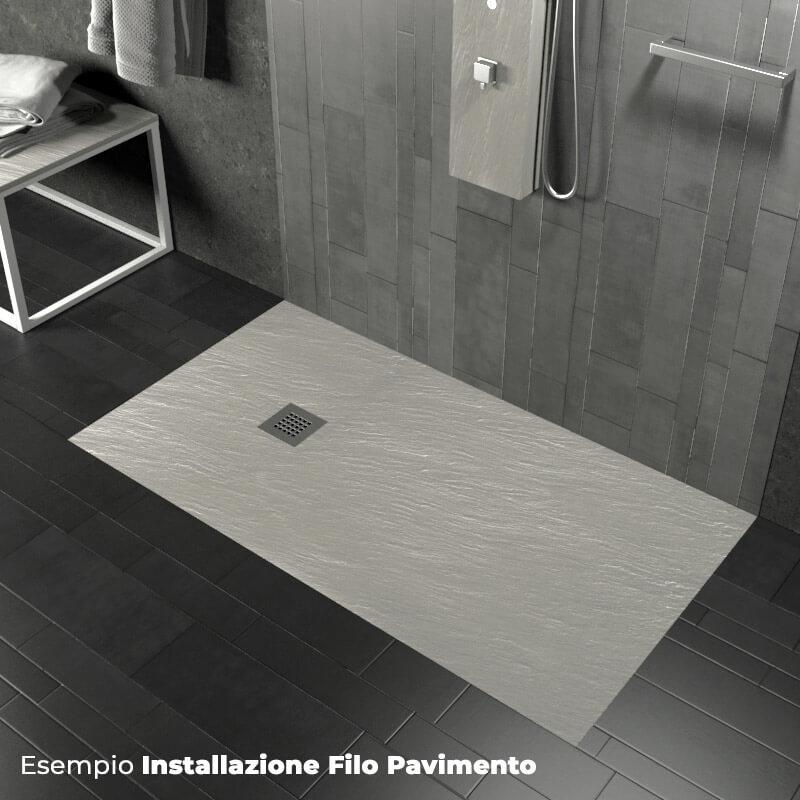 Piatto Doccia in Pietra 80x130 cm Pedrinelli Ardesia Stone Side Cemento