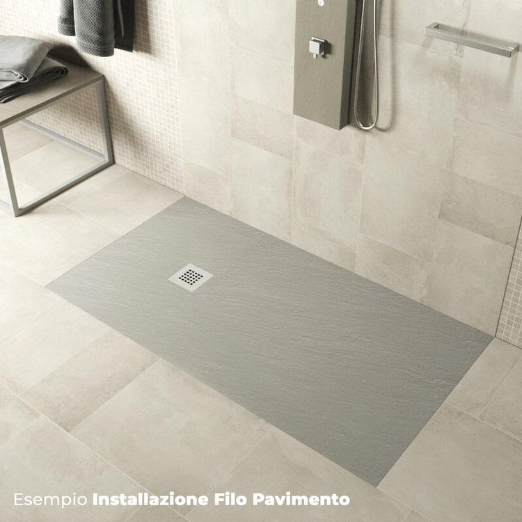 Piatto Doccia in Pietra  Pedrinelli Ardesia Stone Side Grigio 70x90 cm