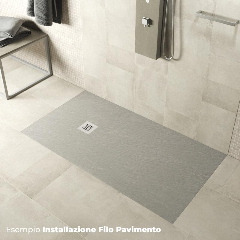 Piatto Doccia in Pietra 80x120 cm Pedrinelli Ardesia Stone Side Grigio