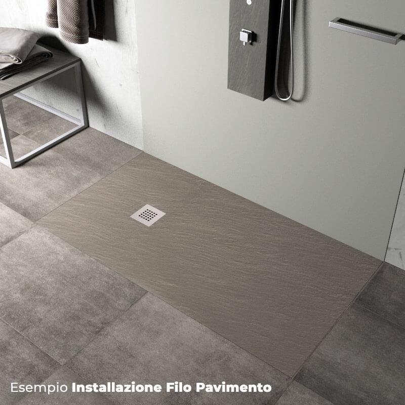 Piatto Doccia in Pietra 90x90 cm Pedrinelli Ardesia Stone Side Seppia