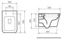 WC Sospeso in Ceramica 36x52x35 cm Street Bonussi Bianco Lucido