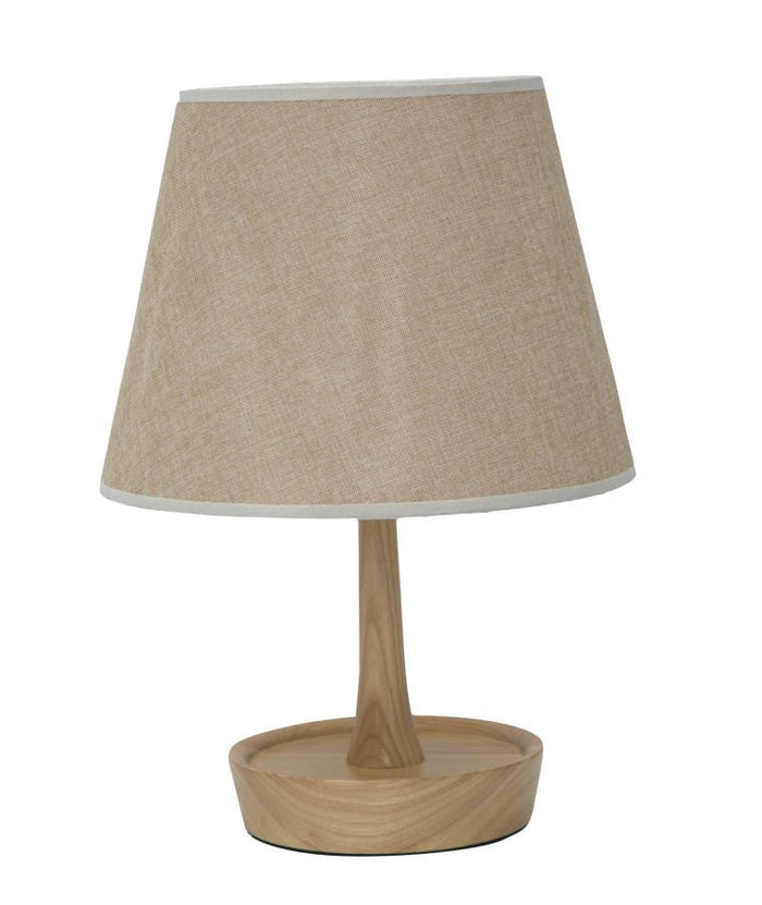 Lampada da Tavolo con Svuotatasche in Legno Ø25x49 cm Legno Tessuto e Ferro