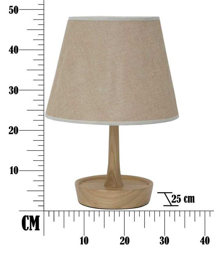 Lampada da Tavolo con Svuotatasche in Legno Ø25x49 cm Legno Tessuto e Ferro