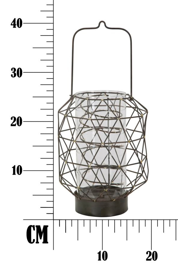 Lanterna Oxy Ø20,5x32,5 cm in Ferro e Vetro Nero