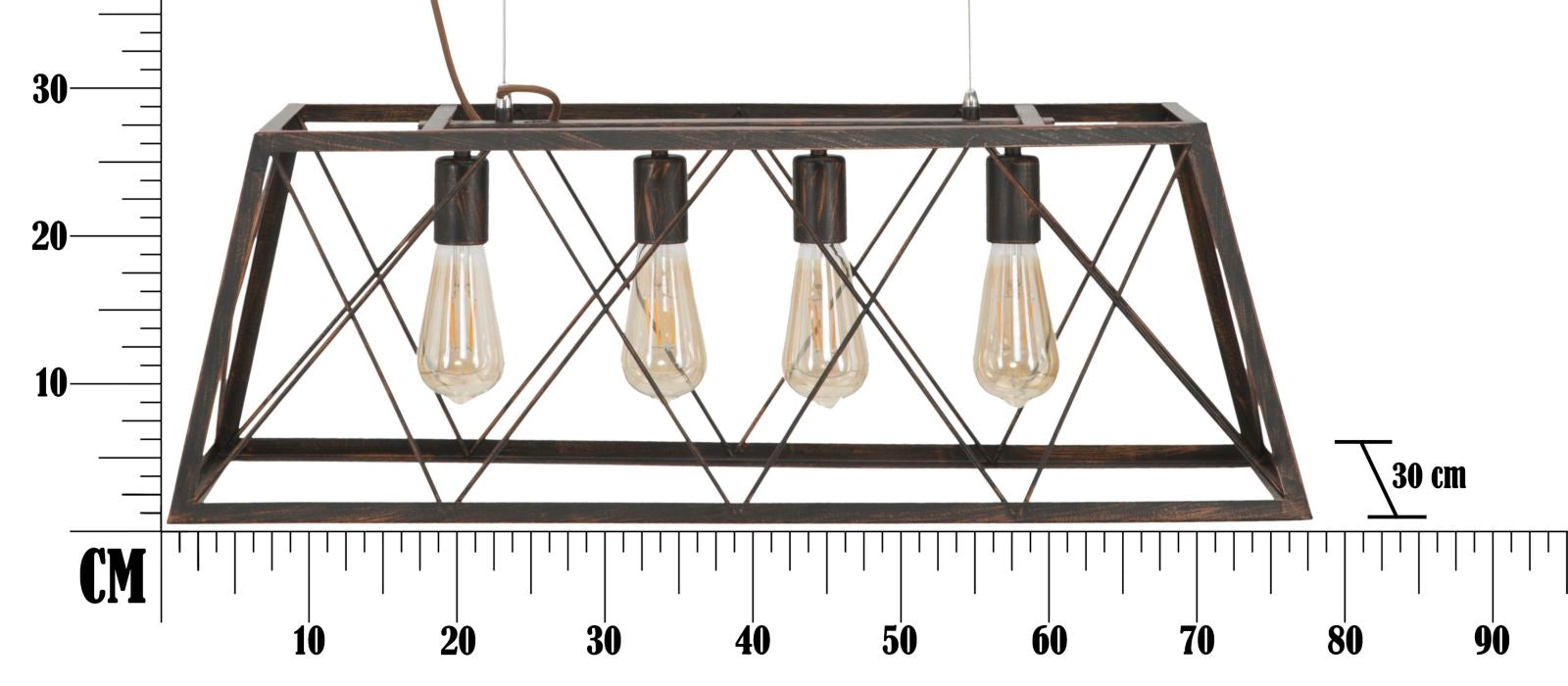 Lampadario Industry 78x30x26,5 cm in Ferro