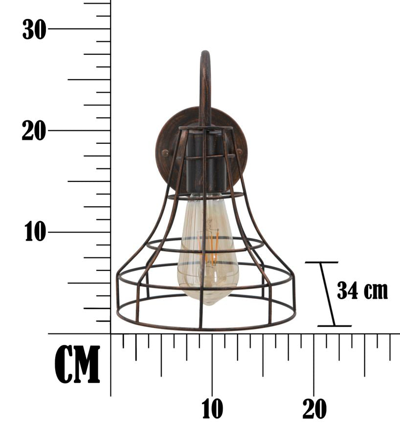 Lampada da Muro Industry 34x18x27 cm in Ferro