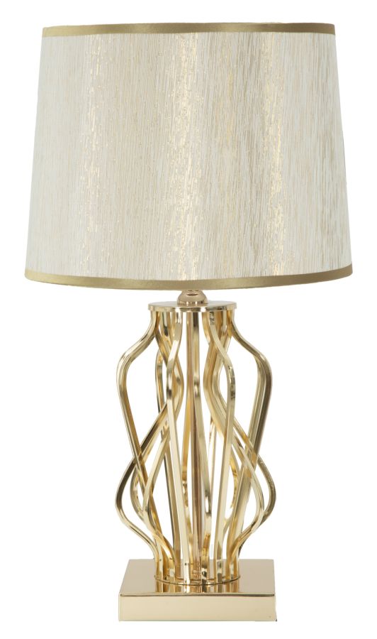 Lampada da Tavolo Glam x Ø30x52 cm in Ferro Plastica e Poliestere Oro e Crema