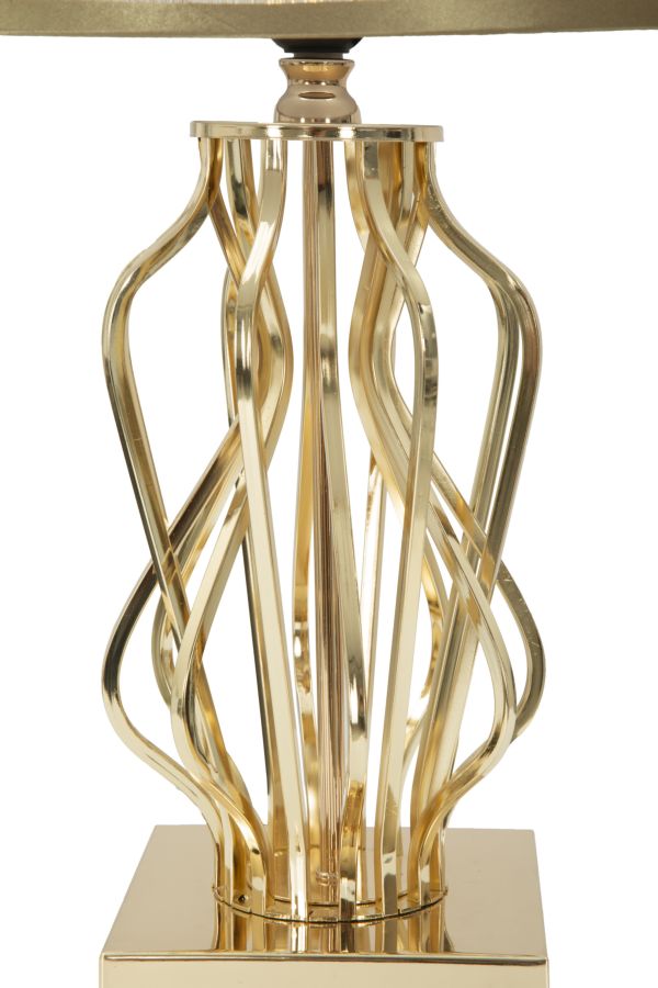 Lampada da Tavolo Glam x Ø30x52 cm in Ferro Plastica e Poliestere Oro e Crema