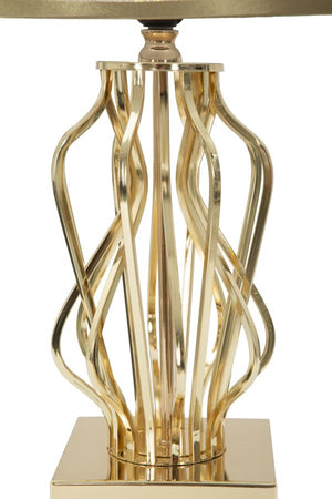 Lampada da Tavolo Glam x Ø30x52 cm in Ferro Plastica e Poliestere Oro e Crema