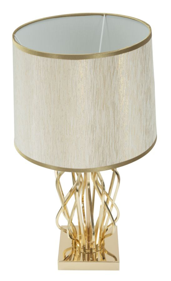 Lampada da Tavolo Glam x Ø30x52 cm in Ferro Plastica e Poliestere Oro e Crema