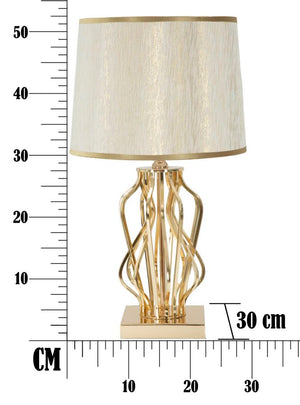 Lampada da Tavolo Glam x Ø30x52 cm in Ferro Plastica e Poliestere Oro e Crema