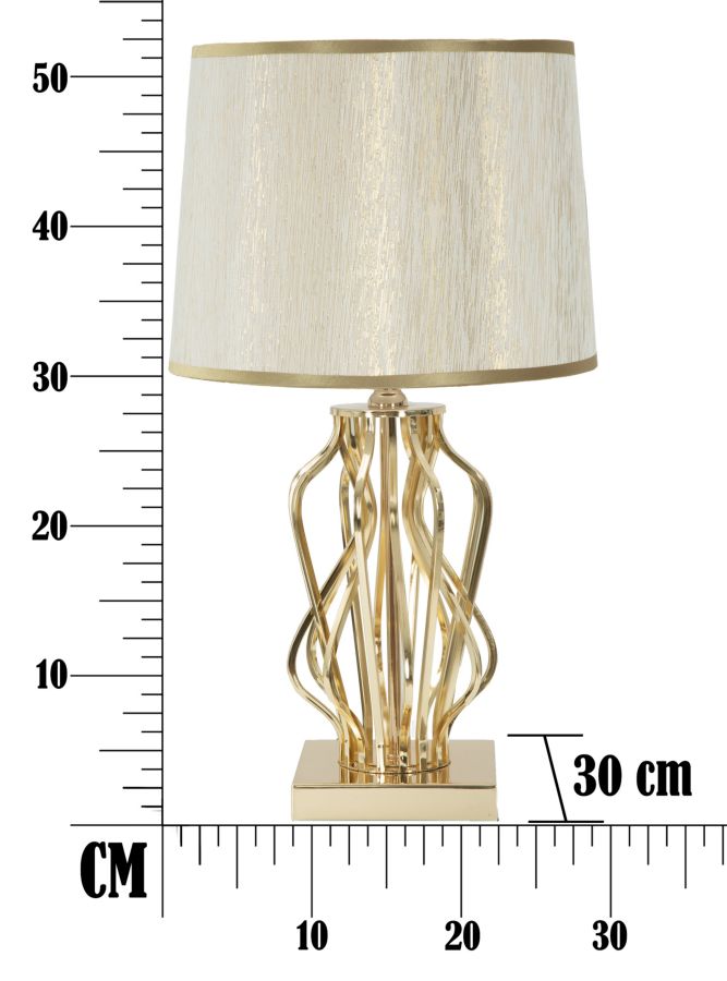 Lampada da Tavolo Glam x Ø30x52 cm in Ferro Plastica e Poliestere Oro e Crema