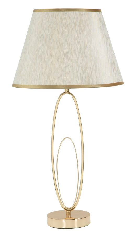 Lampada da Tavolo Glam Flush Ø30x58 cm in Ferro e Poliestere Oro e Crema