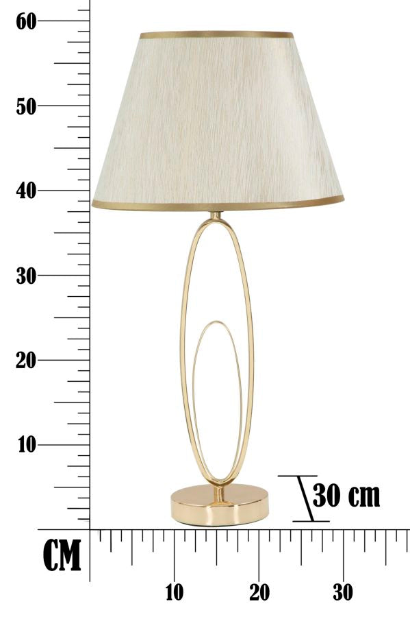 Lampada da Tavolo Glam Flush Ø30x58 cm in Ferro e Poliestere Oro e Crema