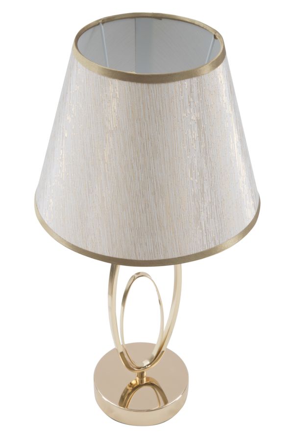 Lampada da Tavolo Glam Flush Ø24x47 cm in Ferro e Poliestere Oro e Crema