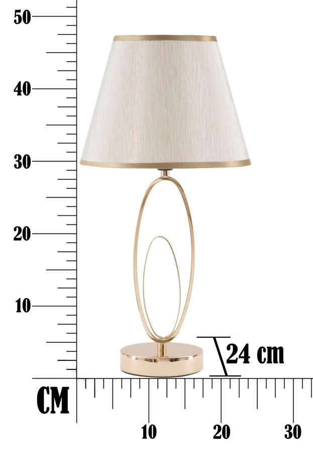 Lampada da Tavolo Glam Flush Ø24x47 cm in Ferro e Poliestere Oro e Crema