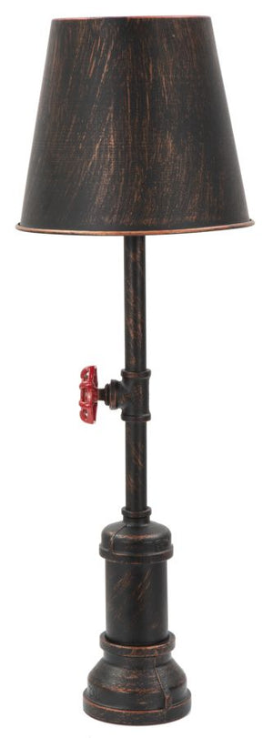 Lampada da Tavola Manhattan Simple Ø21x64 cm in Ferro Nero Rame e Rosso