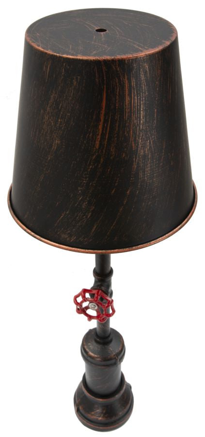 Lampada da Tavola Manhattan Simple Ø21x64 cm in Ferro Nero Rame e Rosso