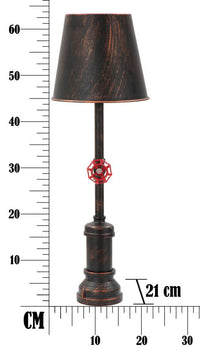 Lampada da Tavola Manhattan Simple Ø21x64 cm in Ferro Nero Rame e Rosso