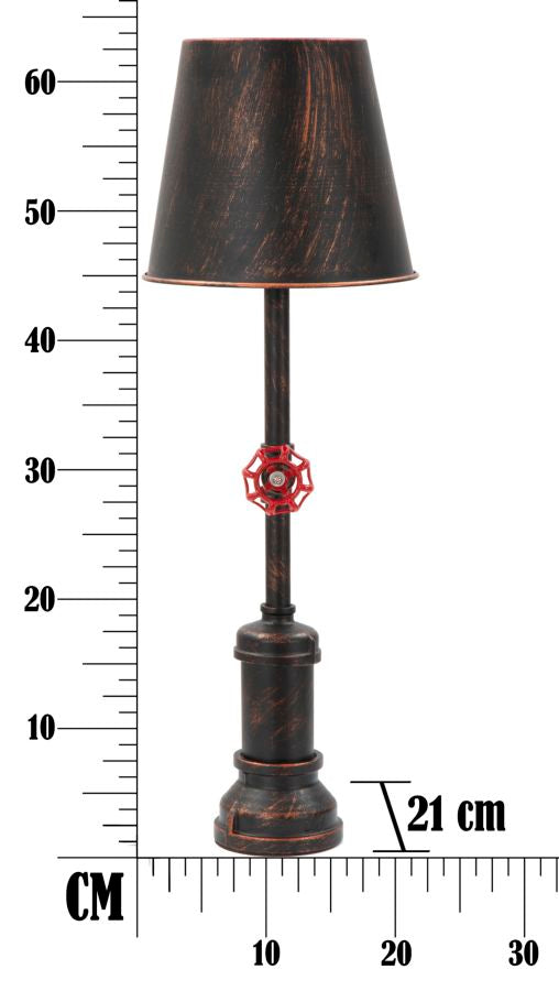 Lampada da Tavola Manhattan Simple Ø21x64 cm in Ferro Nero Rame e Rosso