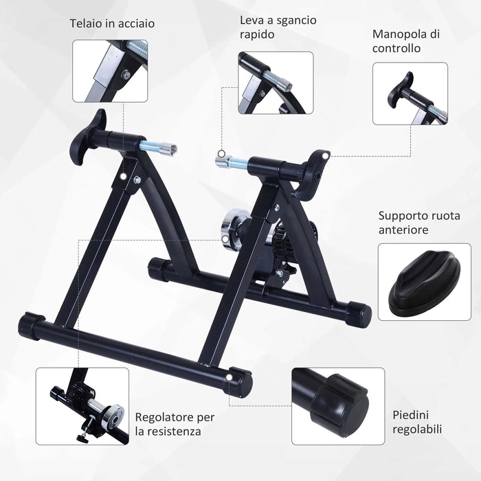 Rullo Pieghevole per Bicicletta Allenamento in Casa Nero 54.5x47.2x39.1 cm