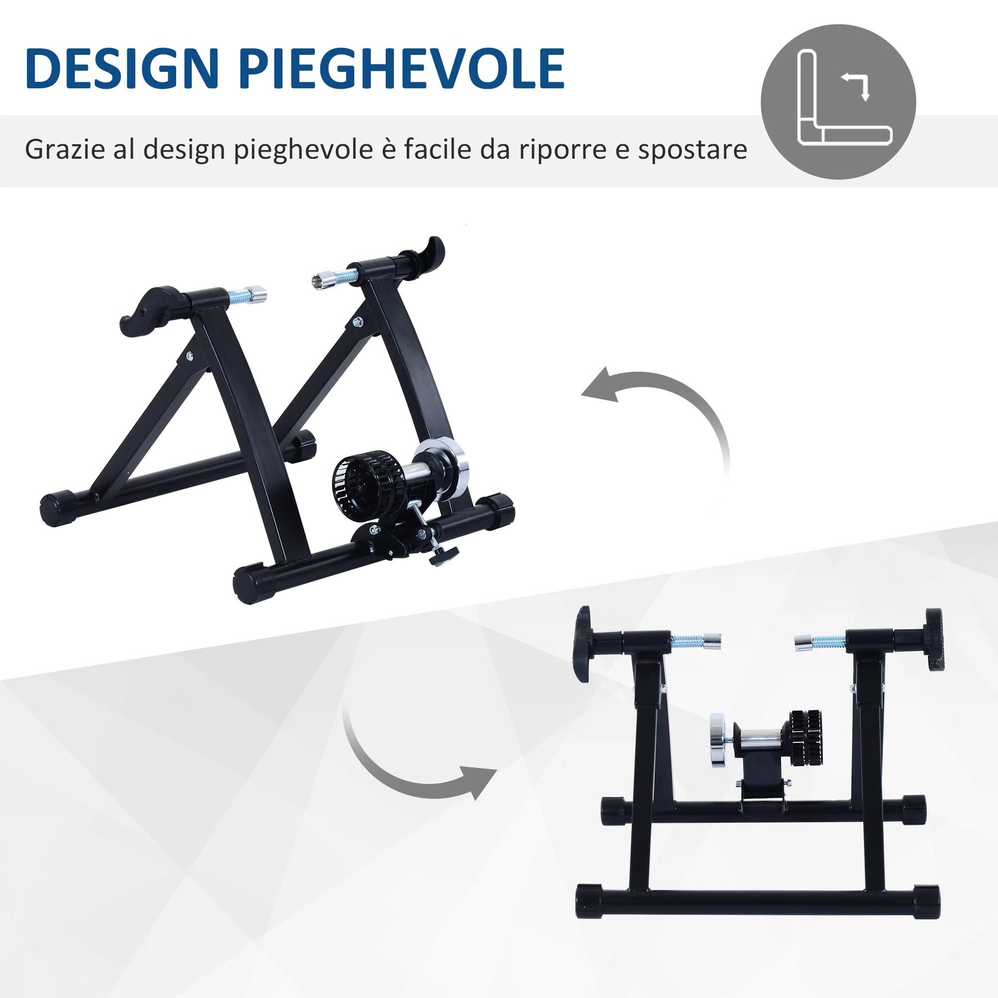 Rullo Pieghevole per Bicicletta Allenamento in Casa Nero 54.5x47.2x39.1 cm