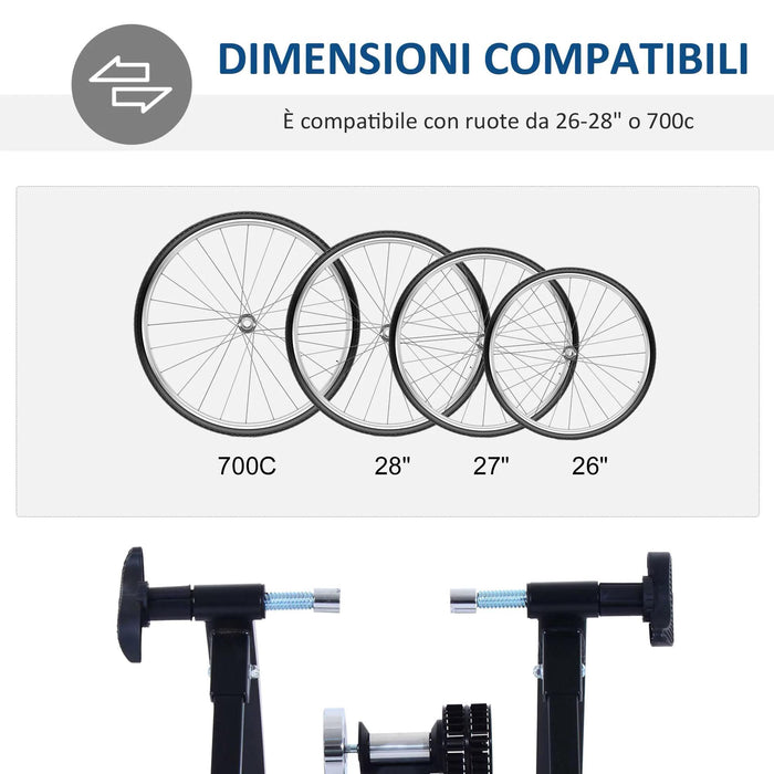 Rullo Pieghevole per Bicicletta Allenamento in Casa Nero 54.5x47.2x39.1 cm