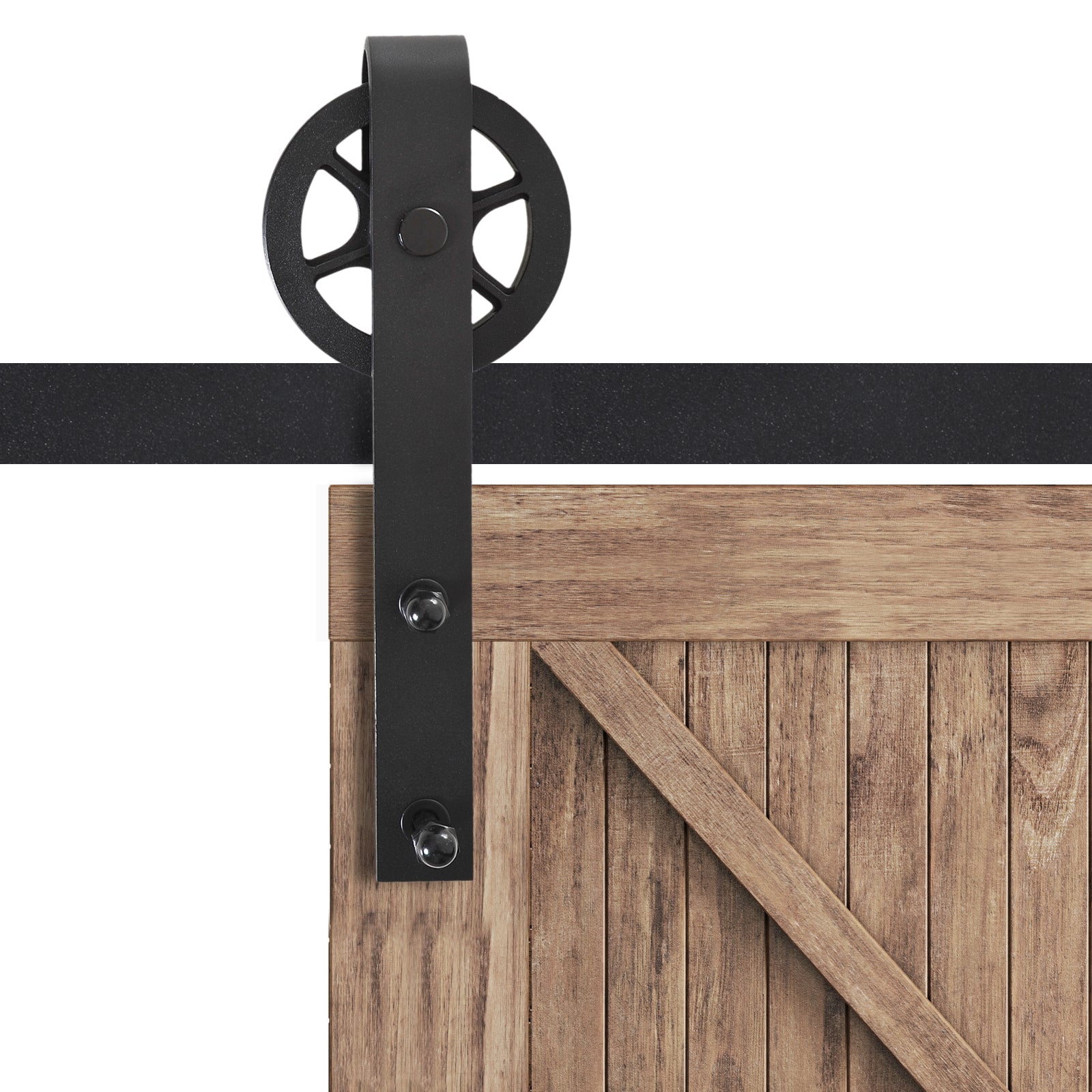 Binario per Porte Scorrevoli con Kit di Accessori in Acciaio Nero 100 cm sm 180mm