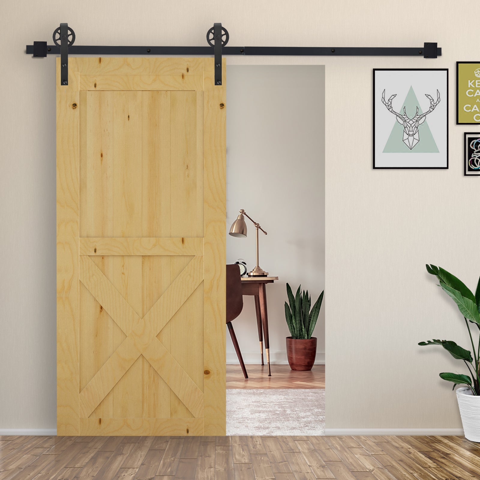 Binario per Porte Scorrevoli con Kit di Accessori in Acciaio Nero 100 cm sm 180mm