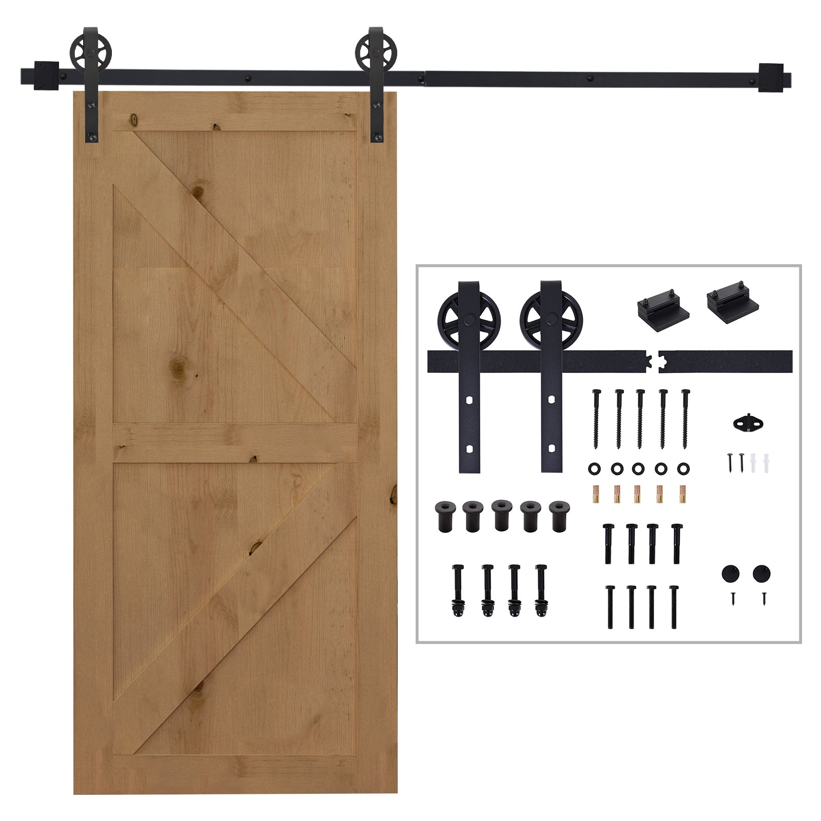 Binario per Porte Scorrevoli con Kit di Accessori in Acciaio Nero 100 cm sm 180mm