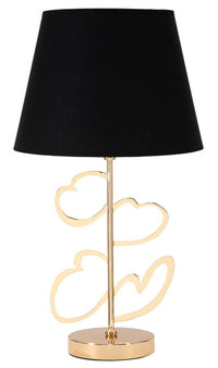 Lampada da Tavolo Glam Harts Ø30x54,5 cm in Ferro e Tessuto Nero e Oro