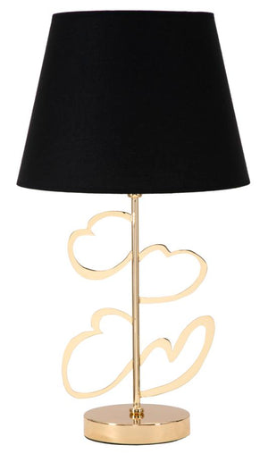 Lampada da Tavolo Glam Harts Ø30x54,5 cm in Ferro e Tessuto Nero e Oro