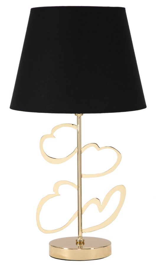 Lampada da Tavolo Glam Harts Ø30x54,5 cm in Ferro e Tessuto Nero e Oro