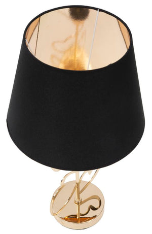 Lampada da Tavolo Glam Harts Ø30x54,5 cm in Ferro e Tessuto Nero e Oro