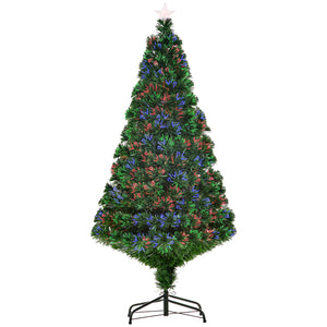 Albero di Natale Artificiale 150 cm Foltissimo in Fibra Ottica con Supporto